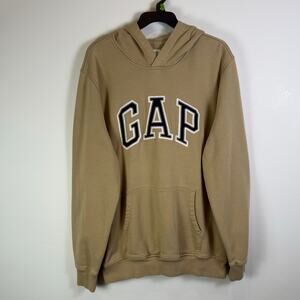 Vintage Y2K Gap Hoodie Mens XL Oatmeal Pullover Embroidered Sweatshirt